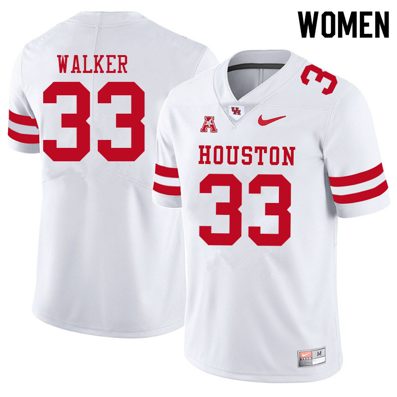 Women #33 Cash Walker Houston Cougars College Football Jerseys Sale-White
